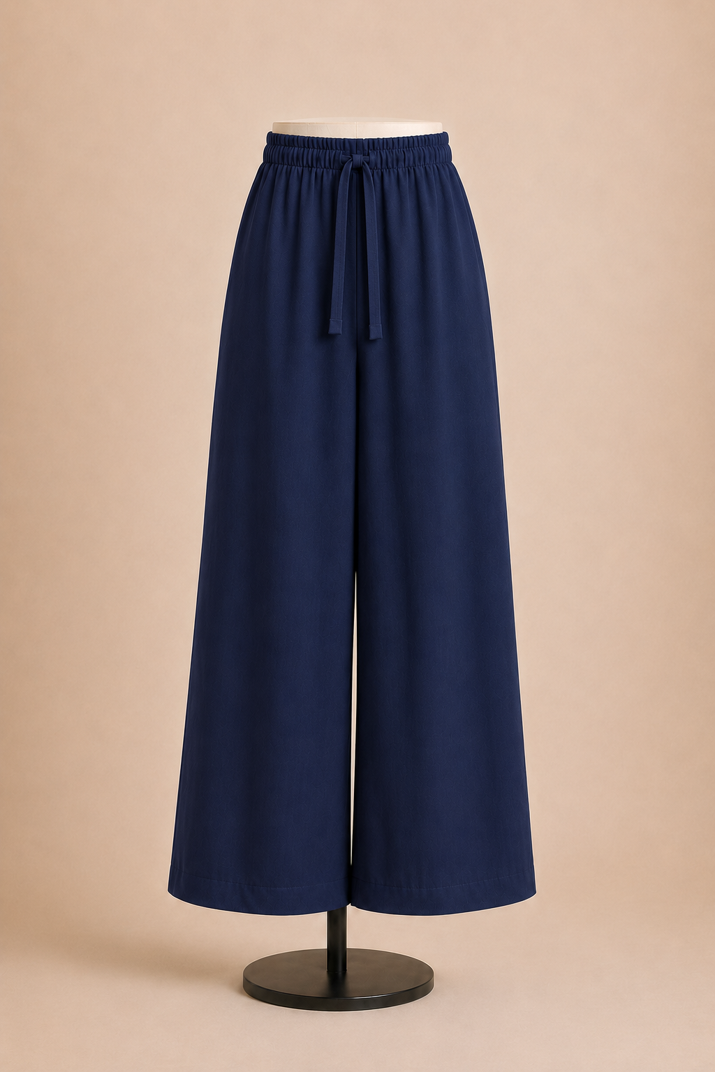 Pantalone donna palazzo con vita elasticizzata e laccio