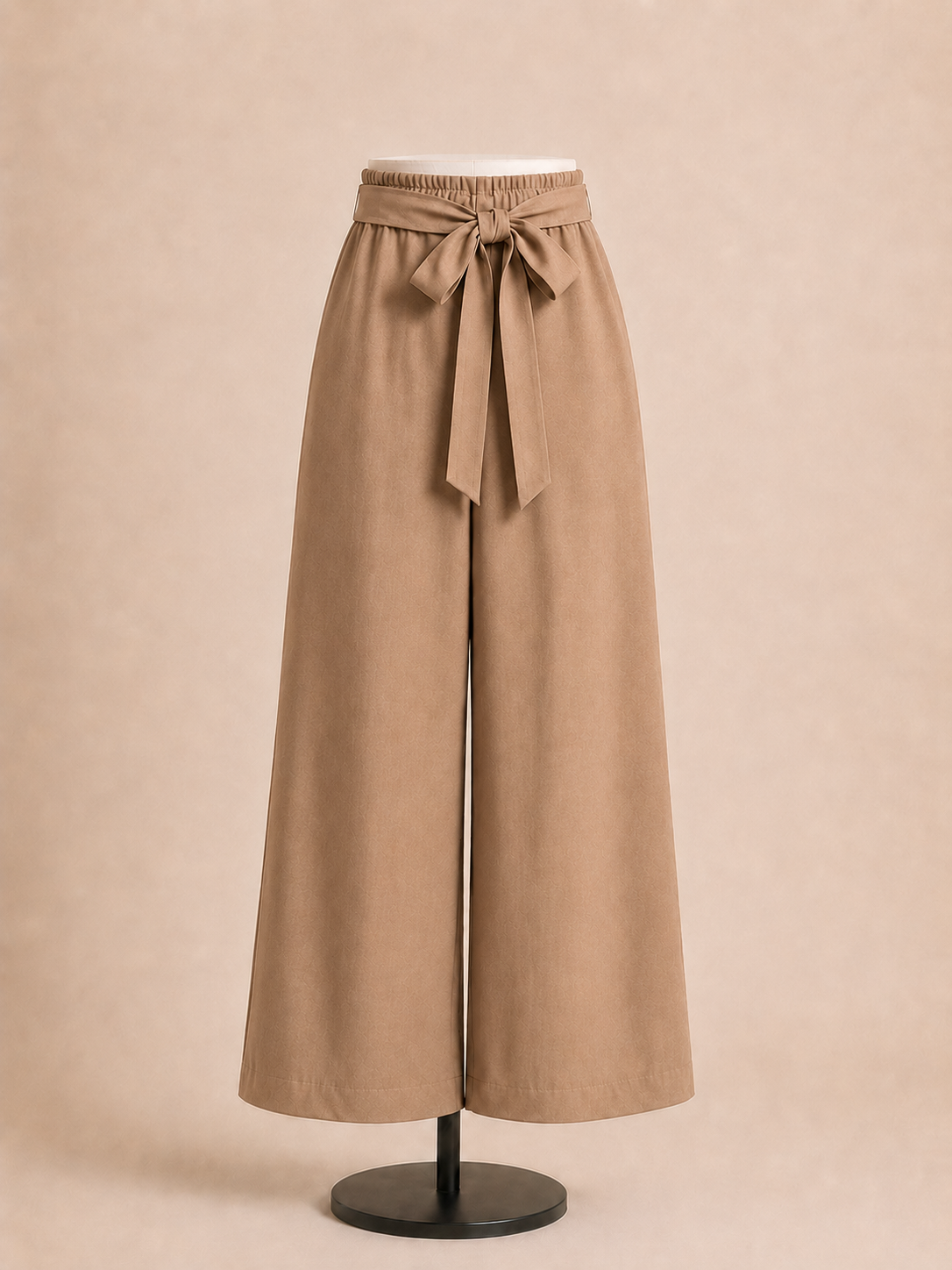 Pantalone donna nero palazzo con vita elasticizzata e cintura