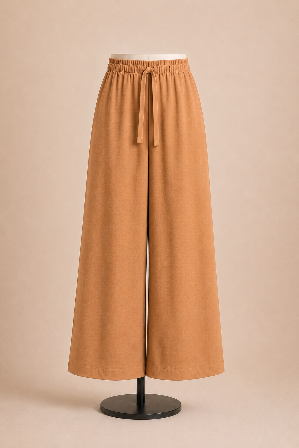 Pantalone donna palazzo con vita elasticizzata e laccio