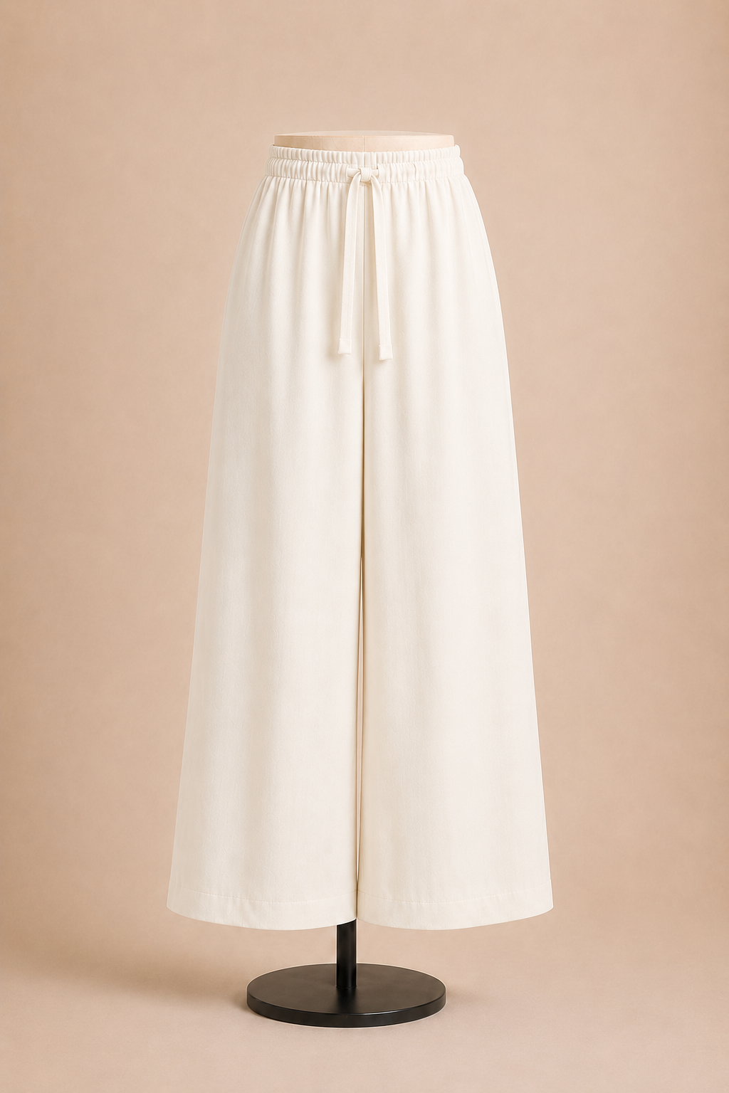 Pantalone donna palazzo con vita elasticizzata e laccio