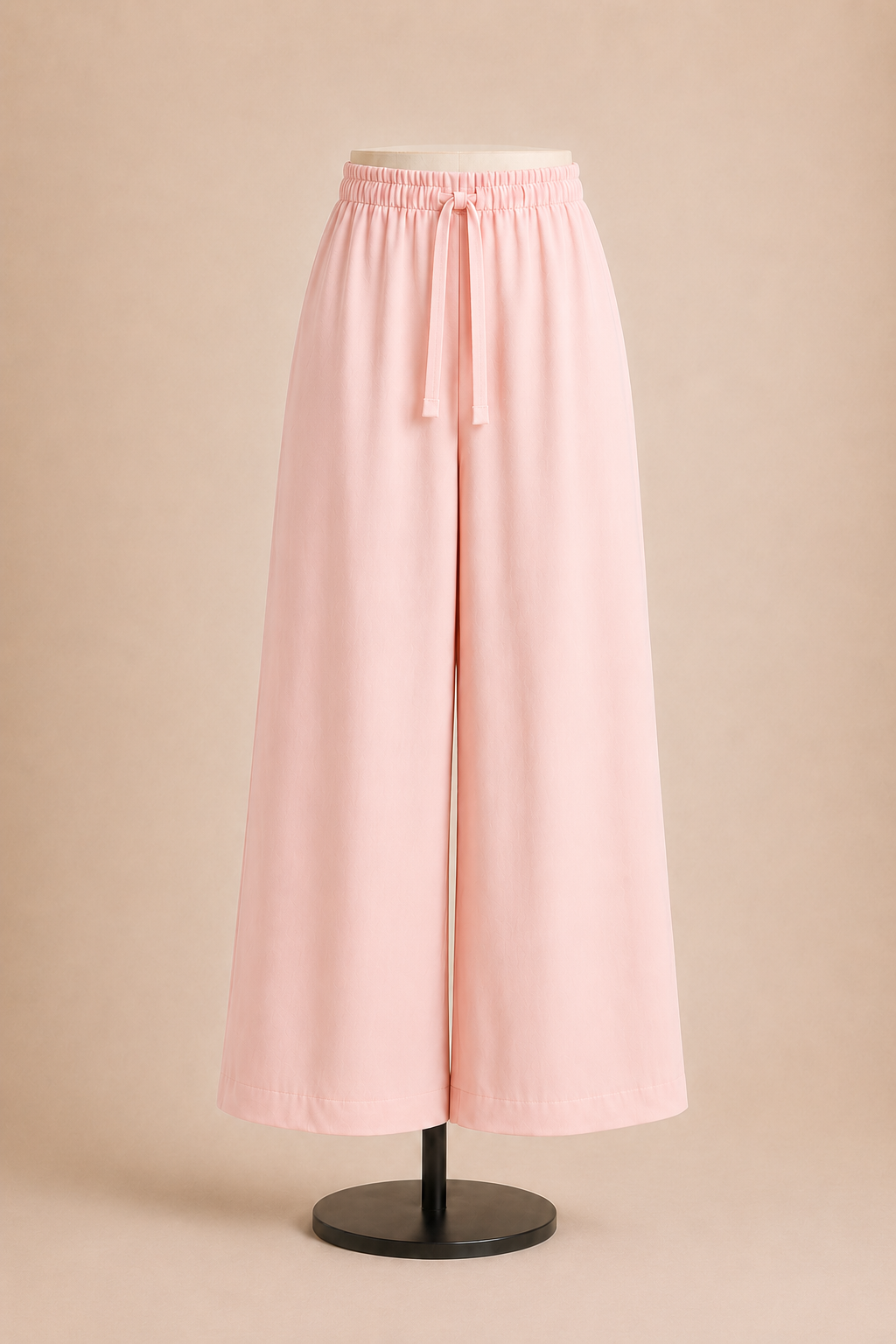 Pantalone donna palazzo con vita elasticizzata e laccio