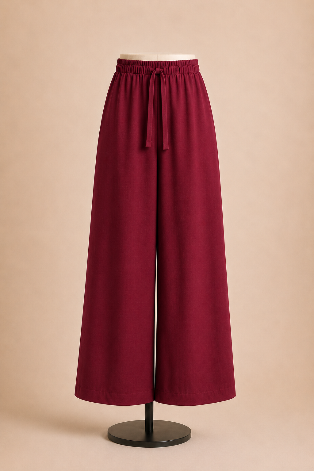 Pantalone donna palazzo con vita elasticizzata e laccio