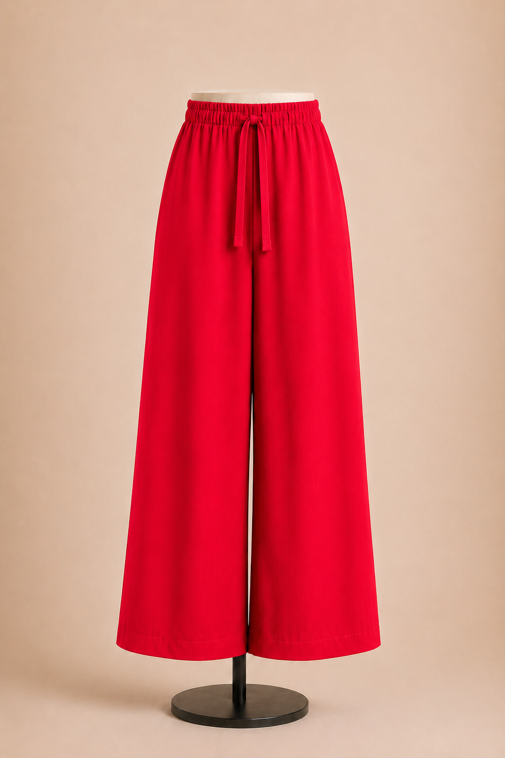 Pantalone donna palazzo con vita elasticizzata e laccio